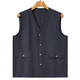 
Line men's cardigan vest vest solid color summer thin sleeveless vest Chinese style middle-aged and young top Lanhei XL