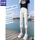 
Romon Cropped Jeans for Women in Summer 2025 New High Waist Slim Small Small Black and Fat mm Slit Large Size Straight Mid-Level Pants 6189 Black Gray XL Recommended 115-130Jin [Jin equals 0.5 kg]