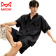 MiiOW pajamas men's summer ice-sleeved short-sleeved pants summer thin simulated silk boys' youth student home clothes set G542 L (height about 170 and weight-130Jin Jin is equal to 0.5 kg)