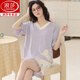 Langsha Brand Pajamas para mujeres en verano algodón puro algodón delgado pantalones cortos de manga corta dibujos animados de conejo blanco