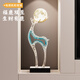 Lion family imitation crystal Lucky Deer ornaments living room light luxury high-end TV cabinet alcove large art decoration housewarming gift Wangzhai Lucky Deer Moon Lamp (imitation crystal transparent) blue