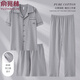 Yu Zhaolin Pajamas Summer de algodón puro de algodón puro set de tres piezas pantalones cortos de manga corta de algodón largo para casual