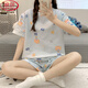 浪莎（LangSha）新款睡衣女夏季棉质短袖短裤爆款可爱宿舍甜美薄款两件套装家居服 1047小狗 L 100-110