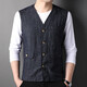 
Line men's cardigan vest vest solid color summer thin sleeveless vest Chinese style middle-aged and young top Lanhei XL