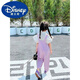 迪士尼(Disney)女童背带裤套装2025夏季新款女宝宝时髦短袖衬衫连体长裤两件套潮 白色衬衫+紫色背带裤 150 3XL 建议身高140厘米左右