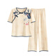 
Light Yilin Women's Short Sleeve Pajama Set Summer Thin Trousers Summer New Chinese Style Imitation Cotton Home Clothing Can Be Wear Outside l9903 M (Suggested 75-95Jin [Jin equals 0.5 kg])