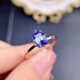 Shaoyu natural tanzanite ring full of fire colored stone emerald cut square 5*7mm 925 silver gold plated