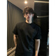 Wu Nan 280g heavy American high street black cotton short-sleeved T-shirt men's cleanfit front shoulder half-sleeved base top black XL