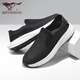 
Seven Wolves men's shoes for summer breathable mesh flying chime casual walking shoes men's 2025 new light one-foot pedal cloth shoes sports shoes black 9923 39