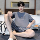 Modalga Pyjon de grande taille Summer 2025 Nouveaux shorts décontractés shorts de vestiges simples pour hommes minces pour hommes 6620 Cercle vertical + 6627 # Lettre bleue m Étudiant [80-100jin [Jin est égal à 0,5 kg]]]