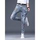 
AEMAPE high-end brand ripped print jeans men 2025 new slim straight-leg small foot embroidered versatile pants men sky blue 6626 28 2.1 feet