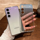 晨京 适用三星S25手机壳渐变纯色GalaxyS24新款透明S23镜头全包S22+套创意个性简约软硅胶24ULTRA防摔 透明-顶部渐变蓝色 三星Galaxy S25