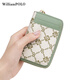WILLIAMPOLO Candy Color Women's Small Card Bag Short Zipper Coin Wallet Fresh Business Card Clip 520 Gifts to Girlfriend Milk Green (20 Card Slots)