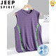 JEEP SPIRIT ice silk vest men's summer quick dry cut sleeve mesh sleeveless T-shirt large size men's loose hurdle sports top HMT-TX6627 black L