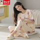 Catman MIIOW pajamas for women in summer pure cotton New style short-sleeved trousers for stars Spring and Autumn Can be worn outside home clothes thin set ZH-9712 ​​M