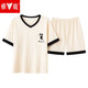 Yalu summer pajamas for women, solid color cotton large size short sleeve thin two-piece set for students Korean version can be worn outside in spring and autumn Military green Y687 picture color M code (recommended 75-95 Jin [Jin equals 0.5 kg]b
