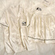 Langsha High-End Panda Ice Seide Pyjamas für Frauen im Sommer dünne kurzärmelige 2025 neue Strickjacke niedliche Heimkleidung Set YX-9227 Polka Dot M [75-95jin [Jin gleich 0,5 kg]]]