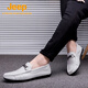 Jeep (JEEP) summer and summer new men's beanie shoes Korean version lazy shoes low top driving leather shoes soft surface soft sole trendy men's casual shoes black 9216/high-end wear-resistant and non-stinky feet 39