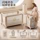 ULOP (ULOP) Xingmeng Folding Crib Multi-functional Bed Moveable Splicing Baby Bed Newborn Sleeping Artifact Shaking Cook Deluxe Top-Fit One-click Folding Crib-Xinghe Gold Cradle Crib with Mosquito Net Diaper Table-Send Brown Pad