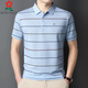 MONTAGUT Summer Mulberry Silk Short-Sleeve T-Shirt Men's Middle-aged Daddy's Striped Lapel Half-Sleeve Polo Shirt 723 Royal Blue M 165 [Suggested 100-115 Jin [Jin equals 0.5 kg]]