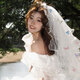 Jingli Jingda Veil Proposal Proposal Bridal Headwear Photo Confession Registration Puffing Veil Decoration White Veil Children's Veil Colorful Butterfly Veil Hair Comb