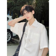 Sherondo White Shirt Herren Sommer loser lässiges lockeres High-End-Outfit des jungen Mannes kurzärmeliges Hemd Solid Color Siebenpunkte halbärmelige dünne Jacke weiß 2xl [Empfohlen 130-145jin [Jin ist gleich 0,5 kg]]