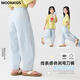 Moonkids Girls 'Hosen Sommer 2025 Neue Kinder für reine Baumwoll-Kühlhöfe mit Weitbein-Hose für Mädchen Sommer dünne Mückenmeisterhosen zweiteiliger Hose [15273 Blau +15251 Lila] 120 cm