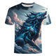 Neue High-End-trendige T-Shirts für Herren und Frauen koreanische und japanische Tierwolfsserie 3D-gedruckte Hemden modisch, vielseitig und gutaussehend, TXC6227 XS70-80jin [Jin gleich 0,5 kg] Universal Code