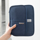 Certificate passport bag portable air ticket ticket clip household registration book sorting bag travel abroad large capacity storage bag small trumpet-navy blue