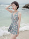 Swimming suits for women soaking in hot springs to conservatively cover their belly and make them look slim. Sexy one-piece swimsuit three-piece set 12122 blue L single size M three-piece set (80-95 Jin [Jin equals 0.5 kg])