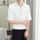 AEMAPE fake two-piece ice silk five-point sleeve shirt for men summer 2025 new fashion casual trend emerald button top Q1047 white thin M [Suggested 110-120Jin [Jin equals 0.5 kg]]