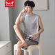 Catman (Miiow) Vest de pijamas masculino modal de mangas delgadas delgadas de verano Jin Jin [Jin equivale a 0.5 kg] Traje doméstico de dos piezas 12026 [Set de hombres] L [sugerido 100-140 Jin [Jin equivale a 0.5 kg]]