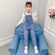 G.Duckkids kleine gelbe Ente Mädchen Denim Overalls Frühlings- und Herbsthosen Mädchen Herbst Big Children Zwei-teilige Kinder Lose und Mode Set 212 Leder Mark + Hemdhose + Hemd 130 wahre Größe kann nicht groß sein