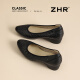 
ZHR top layer cowhide women's shoes commuting leather shoes for women shallow mouth thick heels single shoes workplace work shoes S689 noble black 37