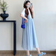 Ailantings neue Sommerkoreanische Version kurzärmeliges Spleißen gefälschter zweiteiler kleiner frischer Mutterschaftskleid lose Überkleidekleid hellblau 9889# M Empfohlen 90-15jin [Jin ist 0,5 kg]