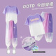 Hanhan Xiang Girl Summer 2025 New Children's Short Sleeve Set Fashionable and Fashionable Summer Mid-Large Children's Sportswear 12-year-old girl 9922 White + 5726 Gradient Purple [Set] 120