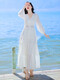 Chu Ziyis weißes Kleid mit Temperament und schlankem Fairy Long Rock Yunnan Reise -Outfit Desert Photography Strandrock Kurzarm AQ20D983 Single Size S s