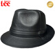 Lee dprre fashion retro jazz hat British style men's new genuine leather hat middle-aged and elderly high-end large-brimmed cowhide hat black 60cm