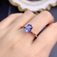Shaoyu natural tanzanite ring full of fire colored stone emerald cut square 5*7mm 925 silver gold plated