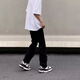 黑盒白美式高街设计感排扣牛仔裤男士春夏季ins潮牌直筒宽松微喇长裤子 DFFS-756黑色 XL