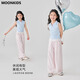 MoonKids Girls Summer Pantalon Enfants 2025 Nouvelle robe d'été Pantalon large à jambes larges Pantalons de survêtement décontracté Pantalon droit à deux paires [15292 rose + 15277 bleu] 120 cm
