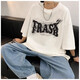 Kurzärärmelte T-Shirt Herren Lose großer runder Hals Trendy bedrucktes trendige Marke Vielseitig vielwichtiger Baumwoll-T-Shirt Top halbärzt