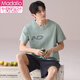 
Modal 2025 new summer striped pajamas for men for summer teenagers short-sleeved men's pure cotton home clothing for men's large size Y6627 XL weight (125Jin [Jin equals 0.5 kg]-145Jin [Jin equals 0.5 kg])