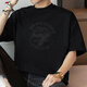 Holzspecker (Tucano) 260 g schwere reine Baumwollkurzärmel-T-Shirt Herren Runde Hals Top American Modemarke halbärmelige Sommer-T-Shirt M09-723 Black S
