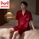 Catman (MiiOW) pajamas men's summer silk ice silk short sleeve shorts simulated silk men's summer zodiac year red home clothing DA9901-Men's champagne color XL