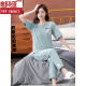 Victoria's Style Pyjamas für Frauen im Sommer Pure Cotton 2024 Neue Kurzarmhose Home Clothing Set für dünne Outfits 7374 Bohnengrün M 80-100jin [Jin entspricht 0,5 kg]