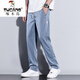 
Woodpecker casual pants for men 2025 new fashion brand straight loose men's pants Tennis wide-leg men's long pants men's summer thin style HJ1048 black 2XL 135-145