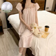 Xiangyaxin summer chest pad short-sleeved nightgown for women woven cotton 2024 new summer sweet princess style home clothes pajama thin 9901-4 color love M