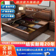 Zixi walnut solid wood bed 1.8 meters factory high box bedside storage with lights master bedroom thickened 2 meters double bed walnut single bed with night light/bull socket 1800*2000mm air pressure double extraction structure/full bed bed board