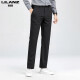 Pantalones casuales para hombres de Lilang Pantalones de verano de seda de seda de Mulberry Pantalones para hombres Pantalones rectos anti-jorros sin planchar pantalones largos Trendy Blue H9896 35 Todos